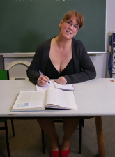 Teacher strips naked and proceeds to masturbate in class