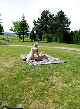 Hairy Milf Licking Pussy Outdoors