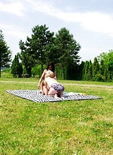Lesbian Outdoor Pussy Play Picnic