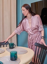 Brunette In Robe Masturbation Photos