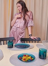 Brunette In Robe Masturbation Photos