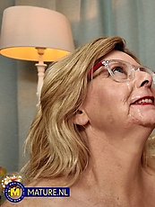 GILF in glasses worships cock before getting raw and railed
