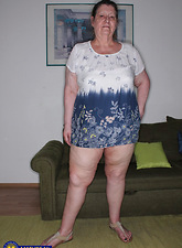 Granny Nude Solo Tease Pics Showing Bushy Pussy