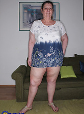 Granny Nude Solo Tease Pics Showing Bushy Pussy