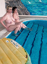 Nude Mature MILF Sauna Pool Group