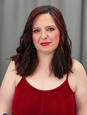 Mature curvy babe with big tits and big booty in spread pose bedroom tease