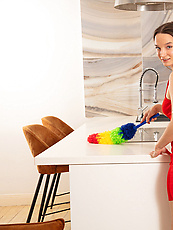 Naked babe solo tease with natural tits and hairy pussy in spread pose